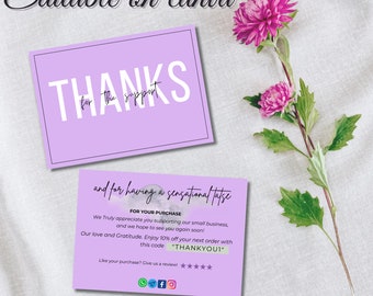 Thank you for your purchase card | Editable in canva | Canva templates | Thank you card