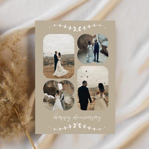 Tarjeta de collage de fotos de aniversario personalizable / Plantilla de Canva editable / Tarjeta para esposo / esposa / novio / novia