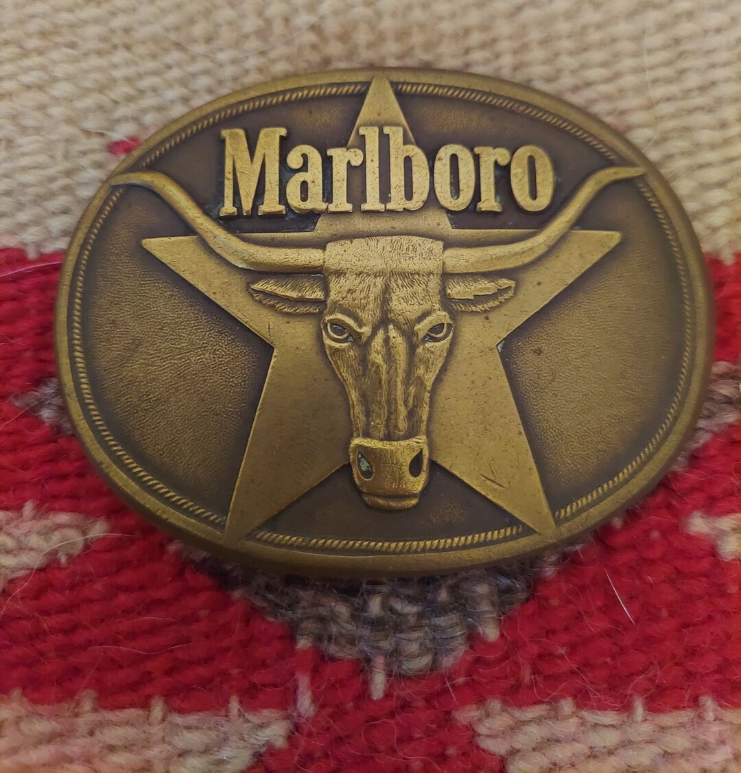 1987 SOLID BRASS Marlboro Belt Buckle Etsy
