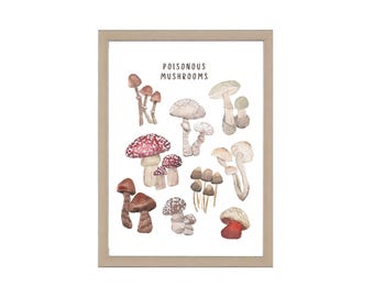 Mushroom Art | Watercolour Art | Digital Download | Instant Download | Original Art | Mushroom Decor | Wall Decor | Wall Art