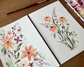 Watercolour Painting | Original Artwork | Floral Painting | diptych | Home Wall Art | Flower Watercolour Painting | Wall Art | Vintage