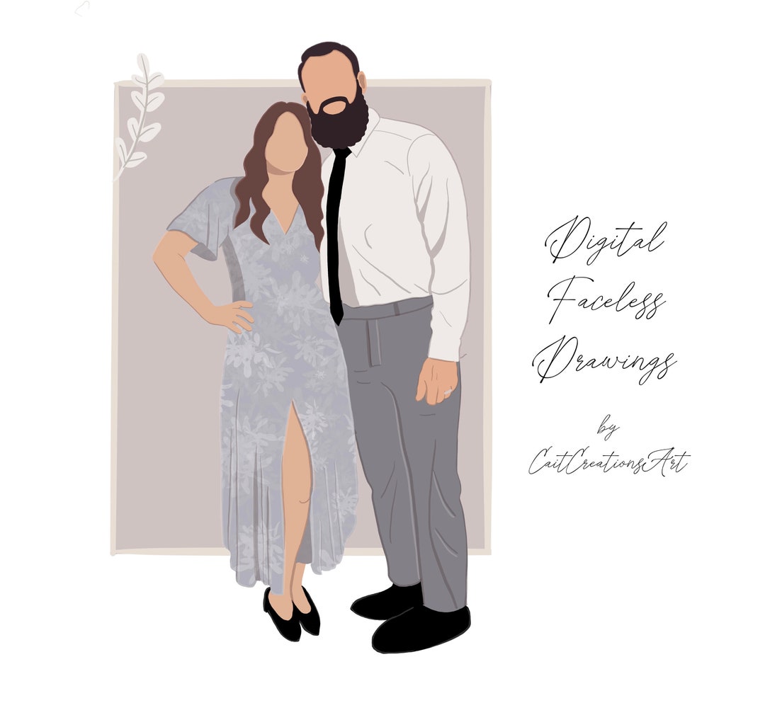 Digital Faceless Drawings; DIGITAL COPY ONLY; Digital Portraits; Custom ...