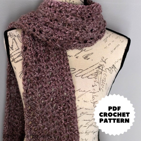 Easy Bulky Yarn Crochet Scarf Pattern PDF from First The Coffee