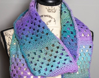 Extra Long Granny Stitch Crochet Scarf Pattern PDF for Women or Men