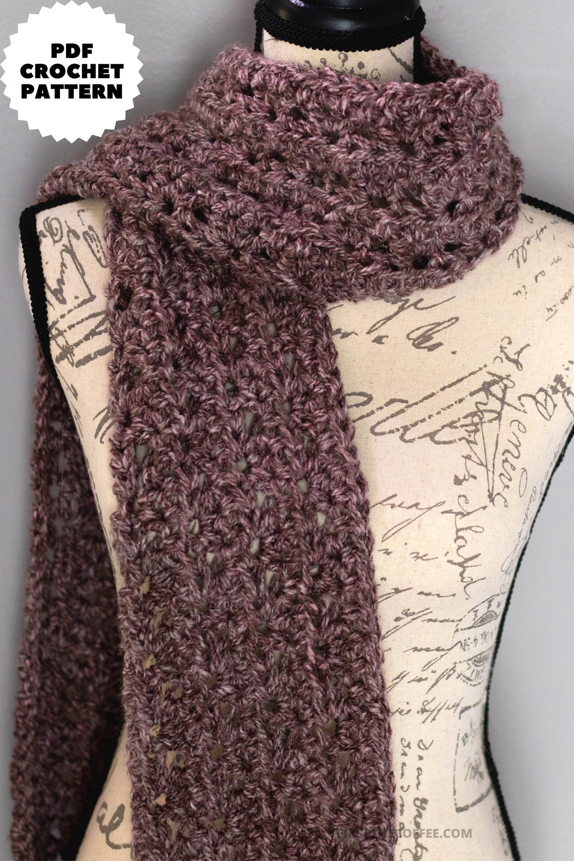Easy Bulky Yarn Crochet Scarf Pattern PDF From First the Coffee - Etsy