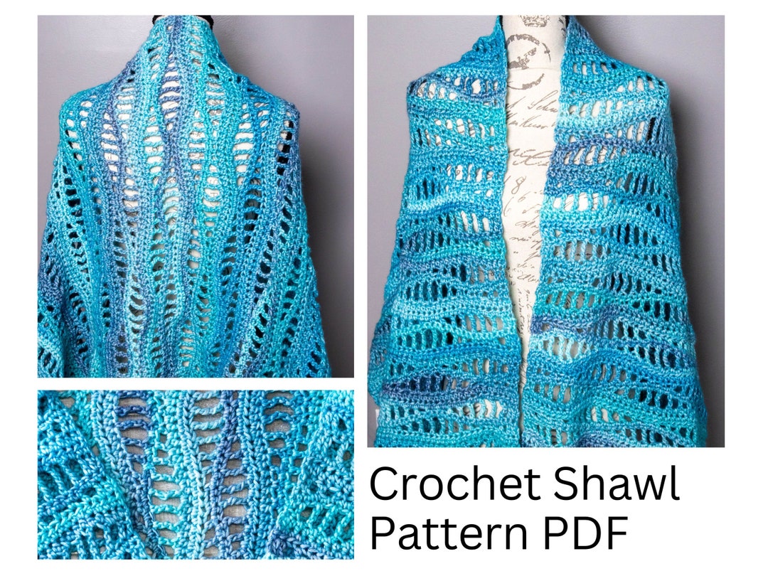 Easy Rectangular Crochet Shawl Pattern PDF, the Turquoise Lakes Crochet ...
