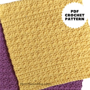Easy Lemon Peel Stitch Crochet Dishcloth Pattern, Beginner Friendly dish cloth / washcloth PDF