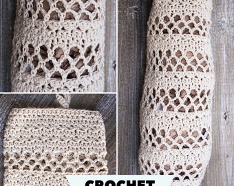 Farmhouse Style Crochet Plastic Bag Holder Pattern, Grocery Bag Saver, Bag Dispenser Crochet Pattern PDF