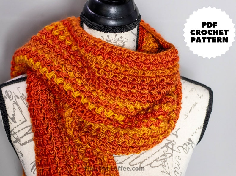 Extra Long Scarf Crochet Pattern PDF, the Crochet Bean Stitch Scarf Etsy