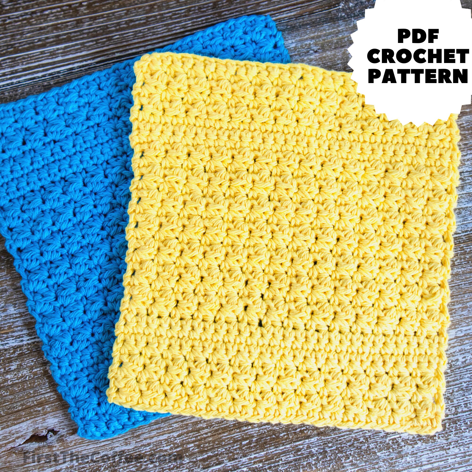 Easy Beginner Crochet Dishcloth Pattern, the Sammy Dish Cloth, SC + HDC ...