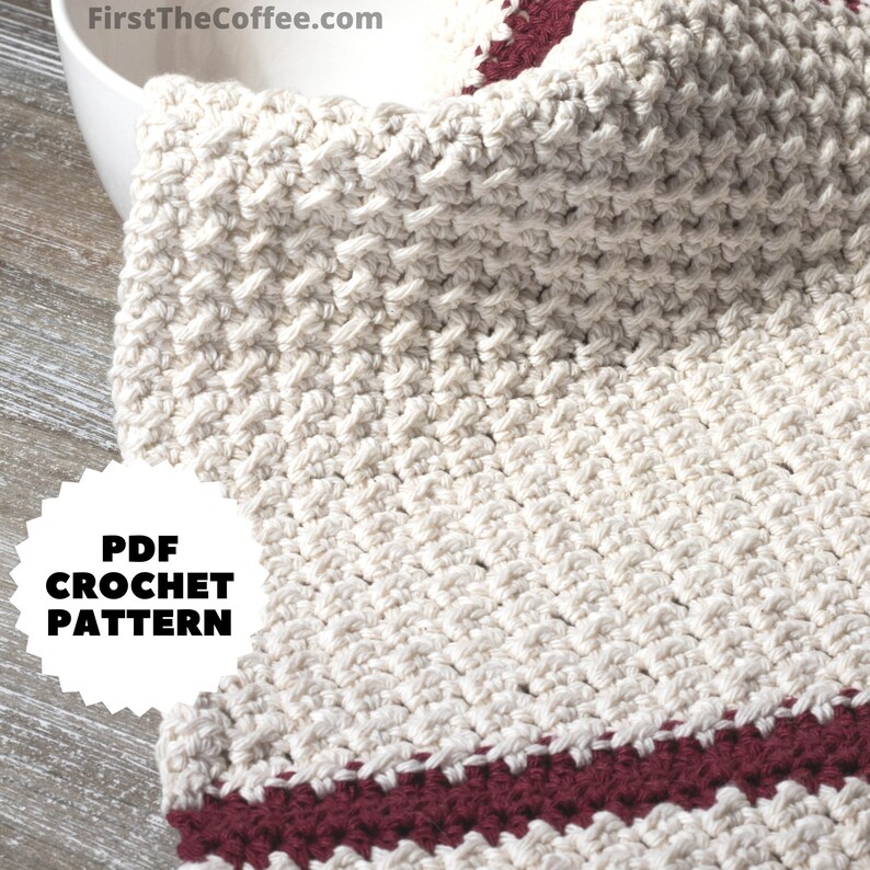 Easy Crochet Dish Towel PDF Pattern Even Moss Stitch Etsy