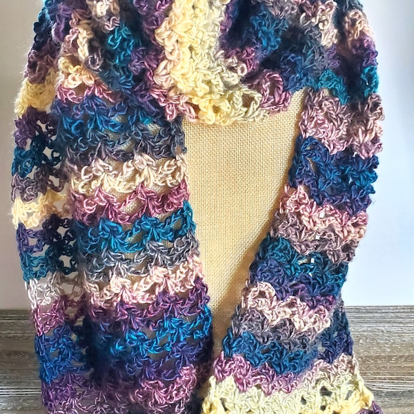 Lightweight Lacey Crochet Scarf Pattern PDF from First The Coffee