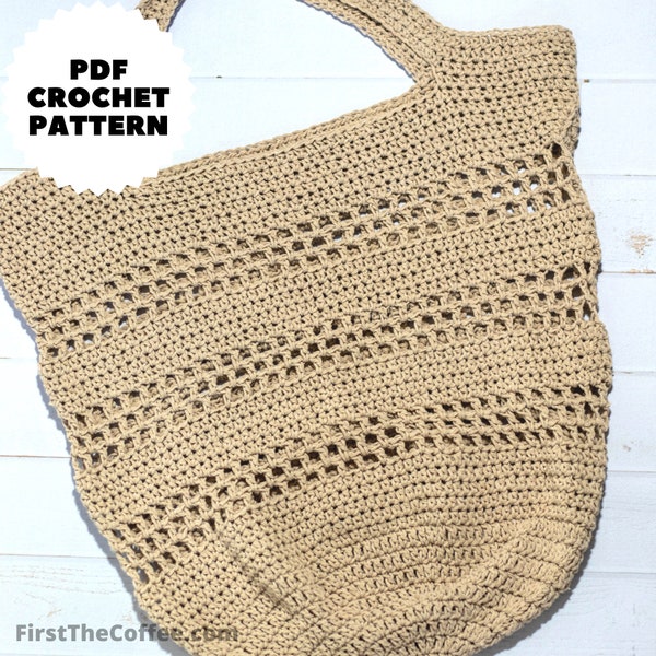 Easy Reusable Crochet Market Bag Pattern from First The Coffee Crochet