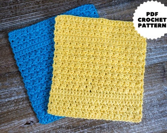 Easy Beginner Crochet Dishcloth Pattern, The Sammy Dish Cloth, SC + HDC Combo Washcloth