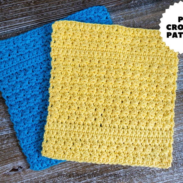 Easy Beginner Crochet Dishcloth Pattern, The Sammy Dish Cloth, SC + HSC Combo Washcloth