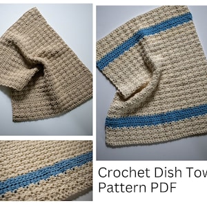 Easy Crochet Cotton Dish Towel PDF Pattern,  Cloudy Days Kitchen Towel Crochet Pattern