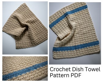 Easy Crochet Cotton Dish Towel PDF Pattern,  Cloudy Days Kitchen Towel Crochet Pattern
