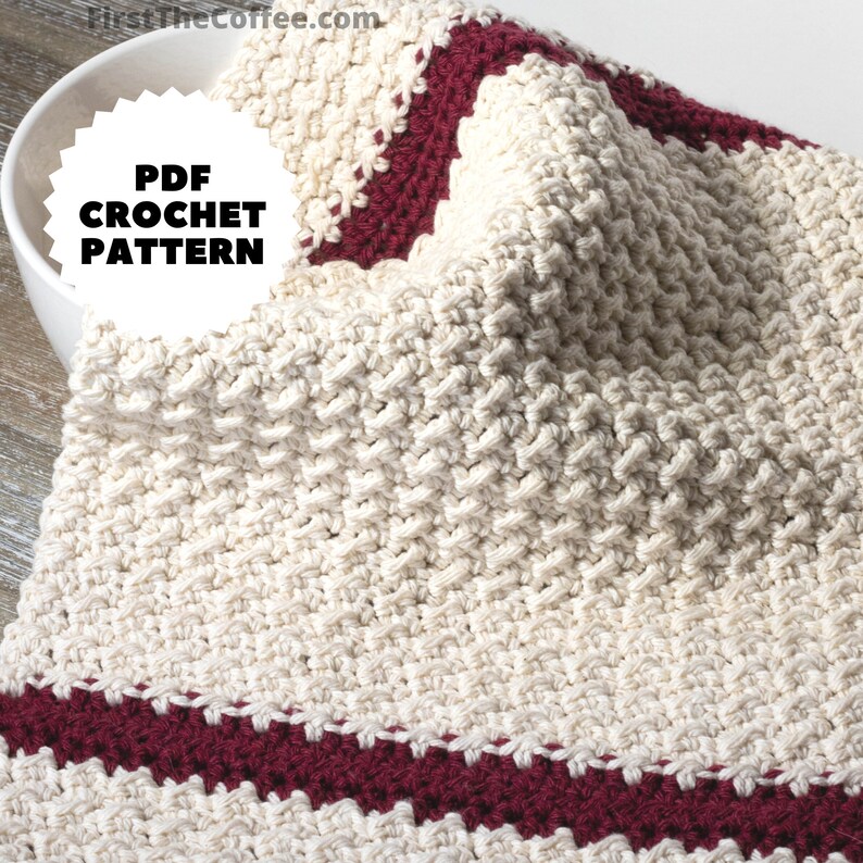 Easy Crochet Dish Towel PDF Pattern Even Moss Stitch Etsy