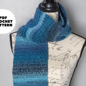 Modern Textured Crochet Scarf Pattern PDF, The Indigo Bean Scarf