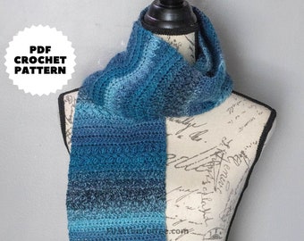 Modern Textured Crochet Scarf Pattern PDF, The Indigo Bean Scarf