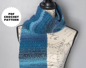 Modern Textured Crochet Scarf Pattern PDF, The Indigo Bean Scarf