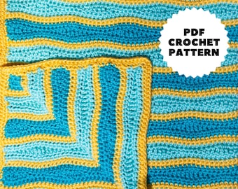 Easy Modern Crochet Baby Blanket Pattern, Waves Crochet Blanket, Long Ripple Stitch