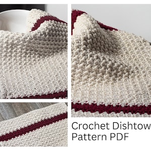 Easy Crochet Dish Towel PDF Pattern | Even Moss Stitch Hand Towel Pattern, cotton towel crochet pattern, pattern for a crochet dish towel