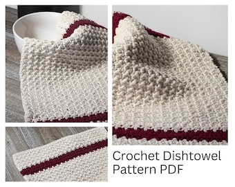 Easy Crochet Dish Towel PDF Pattern | Even Moss Stitch Hand Towel Pattern, cotton towel crochet pattern, pattern for a crochet dish towel