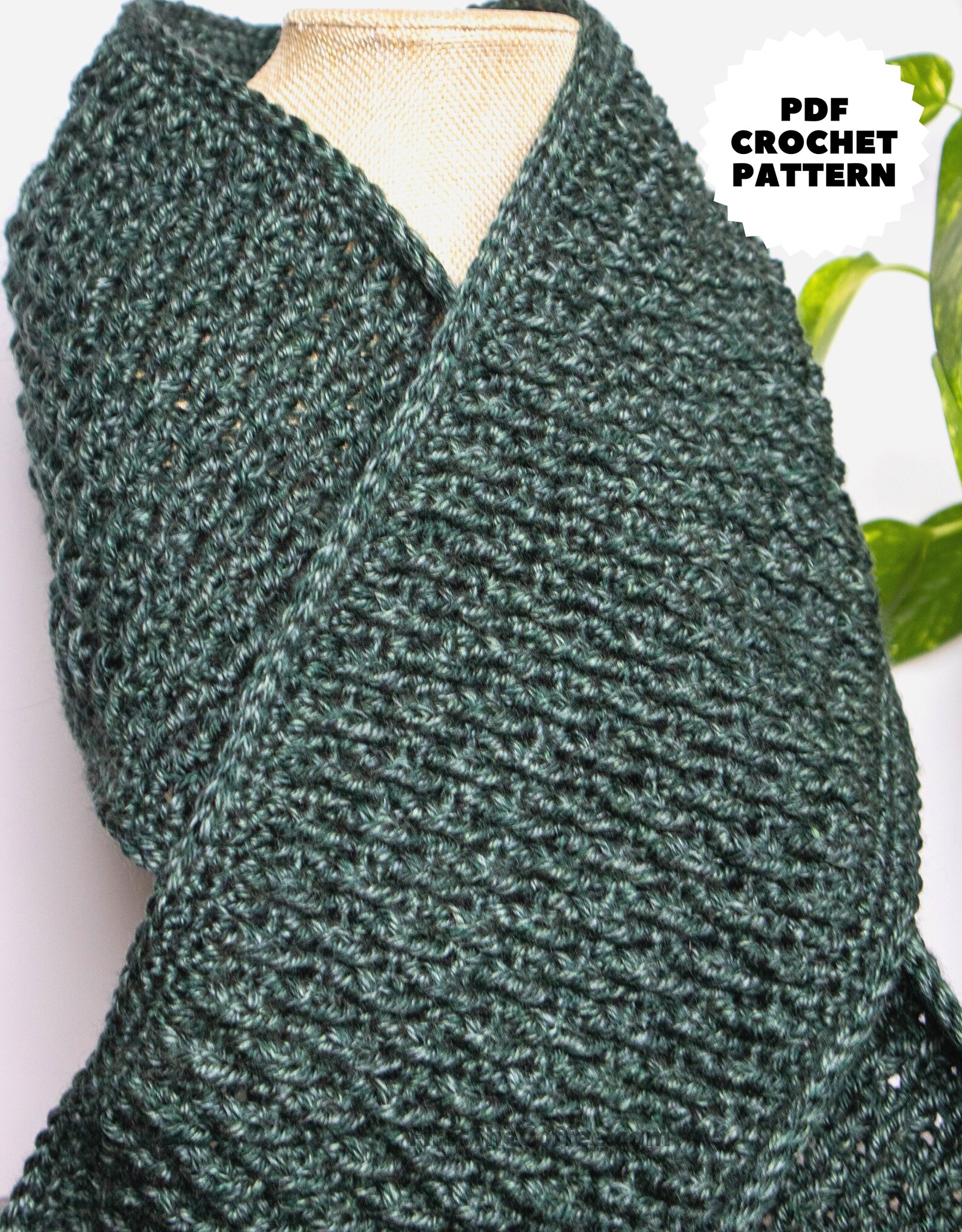 Modern Thick Crochet Scarf Pattern PDF, Warm Winter Crochet Scarf - Etsy