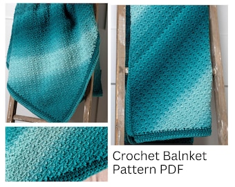 C2C Crochet Wattle Stitch Blanket Pattern, Crochet Square Blanket Digital PDF