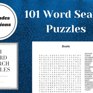 Word Search Puzzles | 101 Puzzles | Instant Download | Printable | PDF | Over 100 Puzzles
