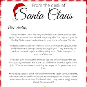 Carta personalizada do Papai Noel