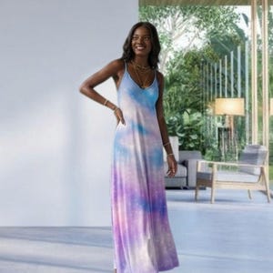 Colorful Print Maxi Dress – Stylish Sling Rainbow Fashion