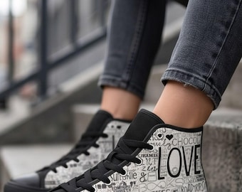 Vibrant Print High Top Canvas Shoes: Fashionable Women's Sneakers
