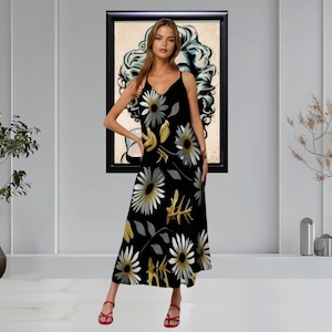 Boho Floral Maxi Dress: Sleeveless Sling Ankle - Handmade