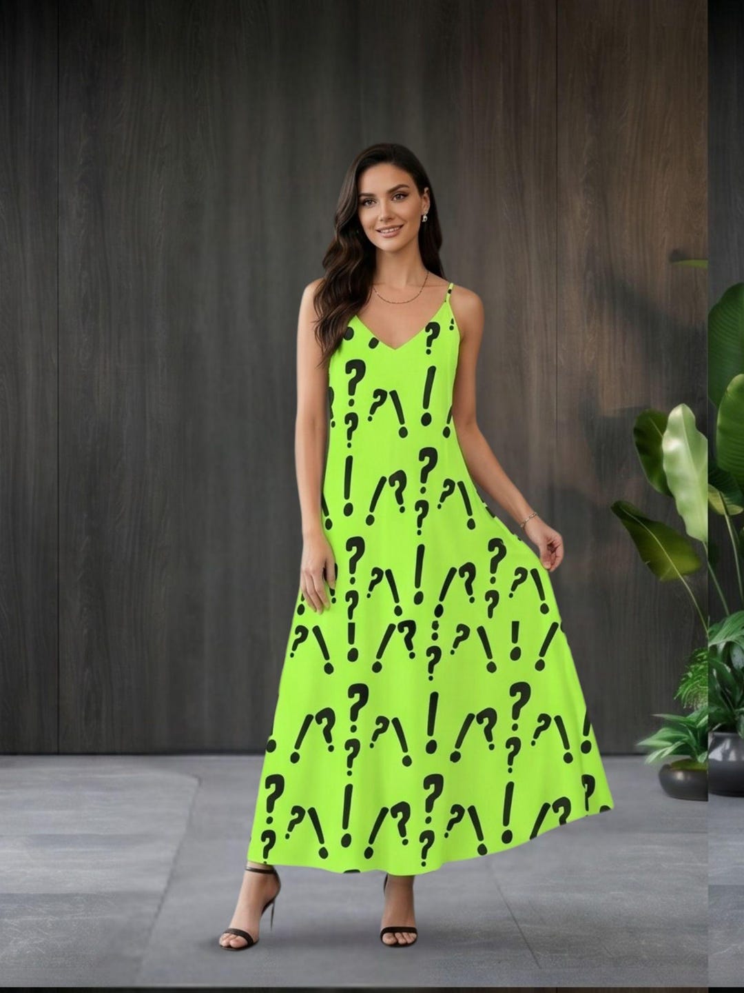 Question Mark Print Maxi Dress: Summer Boho Statement Outfit, Chic ...