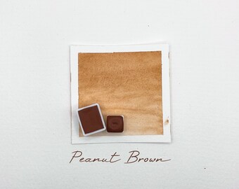 Handgefertigte Aquarellfarbe Peanut Brown - Halbe und Mini Näpfchen, Matt, Natur, Herbst