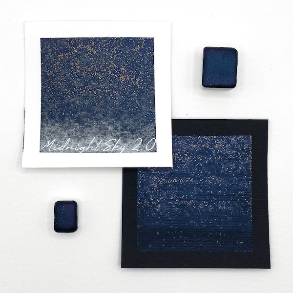 Midnight Sky 2.0 - Handgefertigte holographische Aquarellfarbe Glitzer Schimmer