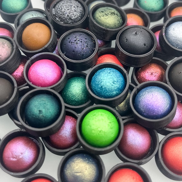 Watercolor paint - Big Dot Grab-Bag with 5 dots, color surprise, watercolor + metallic + colorshift for painting + lettering