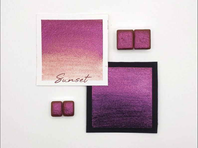 Colorshift Aquarellfarbe Sunset Halbe, Viertel und Mini Näpfchen, Watercolor Colorshift zum Malen Lettering Bild 2