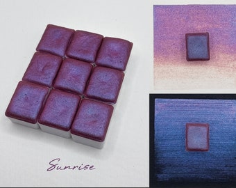 Colorshift Aquarellfarbe Sunrise - Halbe, Viertel und Mini Näpfchen, Watercolor Colorshift zum Malen + Lettering