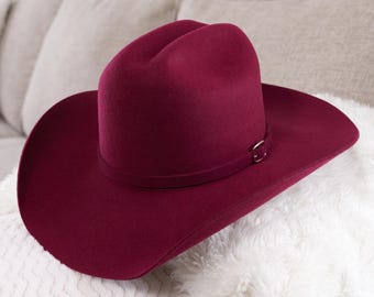 56810Burgundy Wool felt Western  Cowboy/Cowgirl Hat