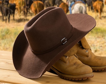 Brown Roper fur felt cowboy hat