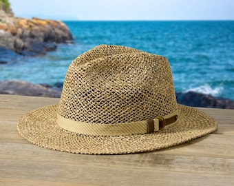 Crushable Seagrass Safari Hat: Handmade Straw Sun Hat