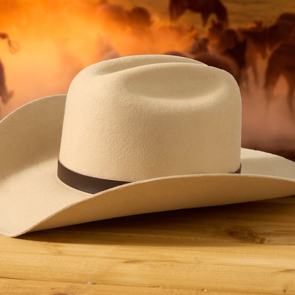 Roper Cowboy Hat Tan - 100% Wool Felt