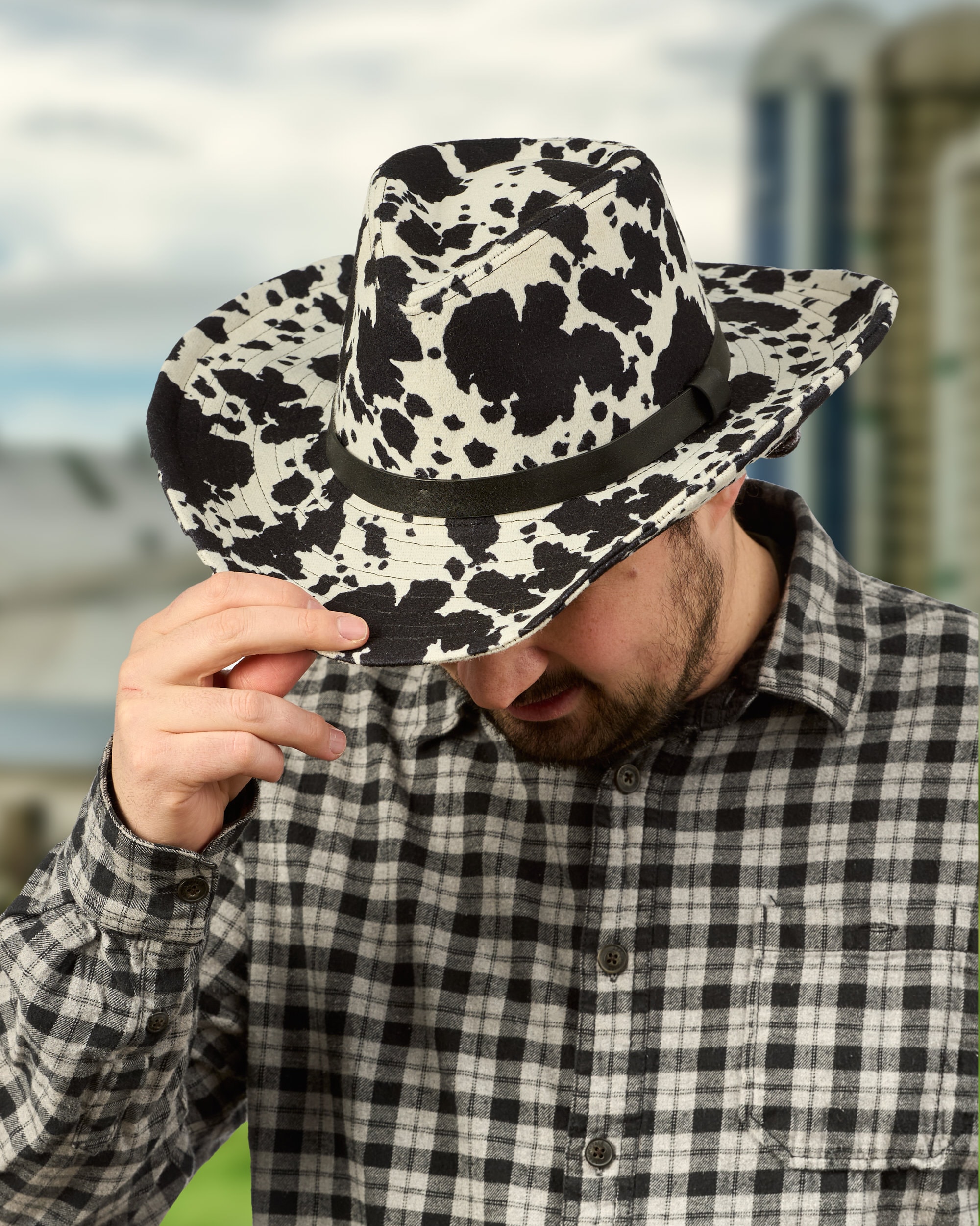 Cow Pattern Hat Black & White Felt Hat - Etsy display picture 1