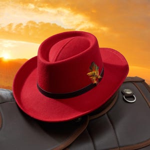 Wool felt Gambler Hat (17750Red)