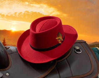 Wool felt Gambler Hat (17750Red)