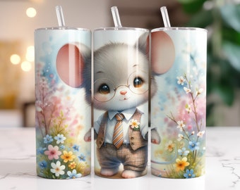 Mouse Tumbler Wrap, Sublimation Design Digital Download PNG Mice Animal Design 20oz Skinny Tumbler Wrap