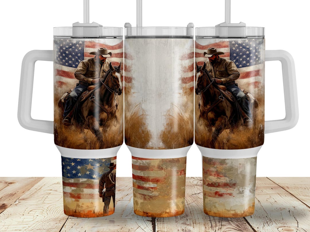 American Cowboy 40oz Tumbler Wrap, Western Cowboy Sublimation Design ...